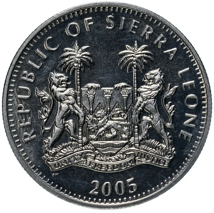 Сьерра-Леоне 1 доллар (dollar) 2005  Животные - Бегемот, реверс