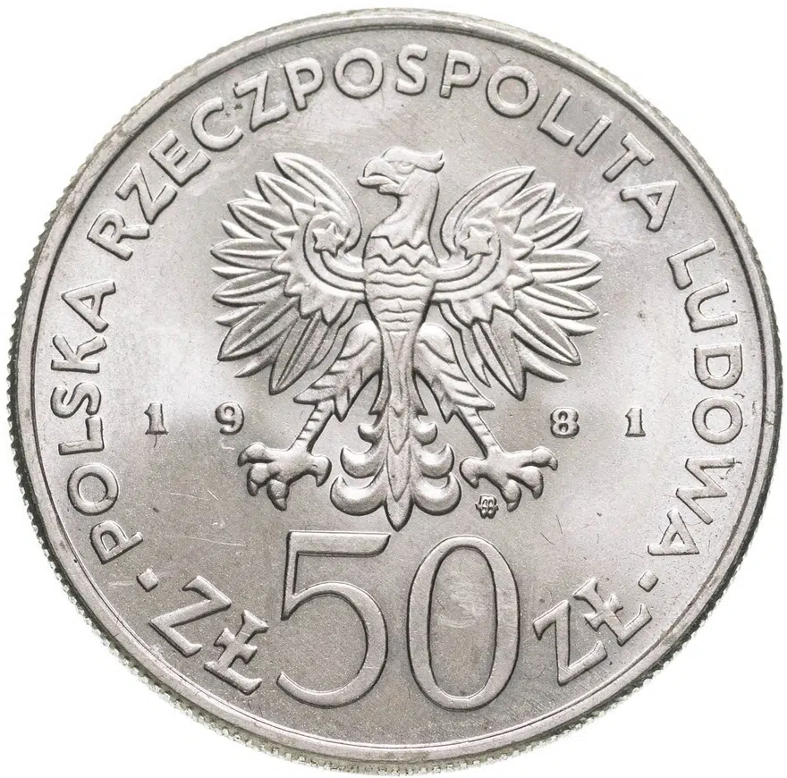 Польша 50 злотых (zlotych) 1981  Польские правители - Князь Болеслав II Смелый, реверс