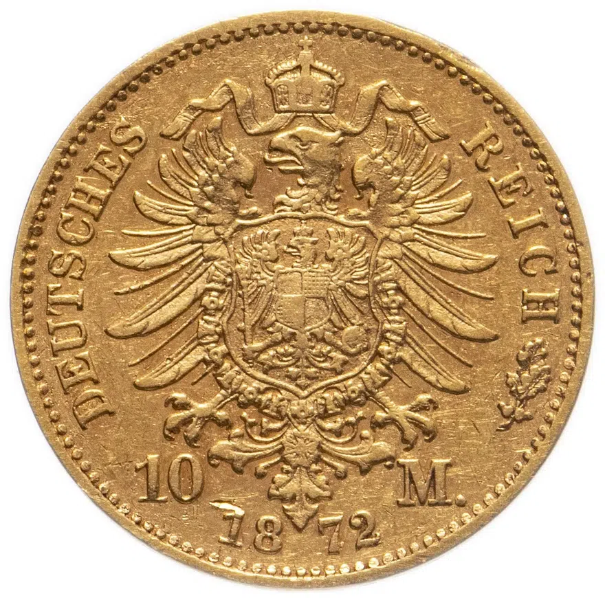 Германия (Империя) 10 марок (mark) 1872, реверс