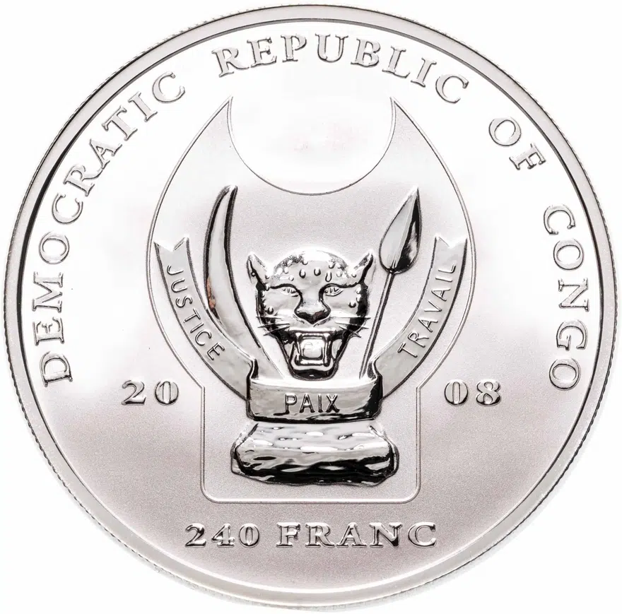 Конго 240 франков 2008 "Большая пятёрка Африки - Леопард", реверс
