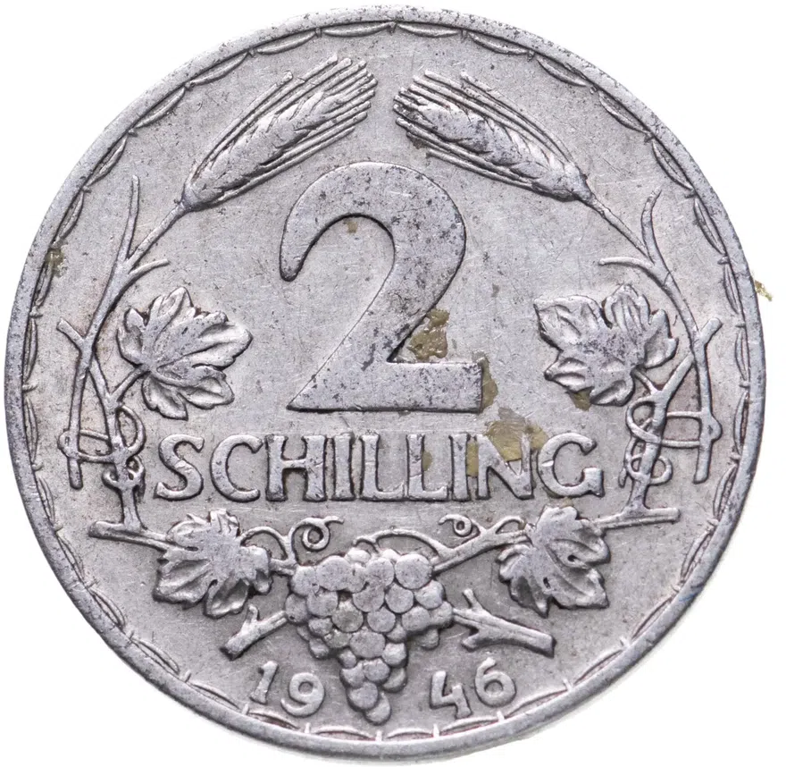 Австрия 2 шиллинга (schilling) 1946, аверс