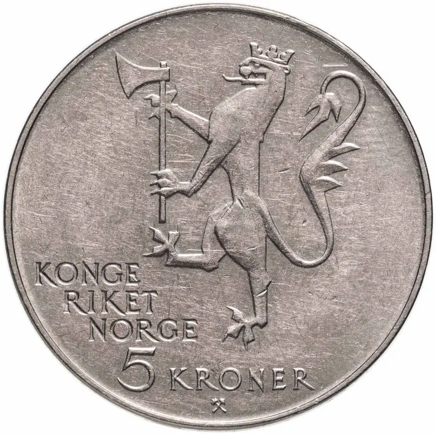 Норвегия 5 крон (kroner) 1975 "150 лет иммиграции в Америку"