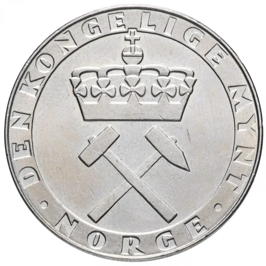 Норвегия 5 крон (kroner) 1986  "300 лет норвежскому монетному двору", реверс
