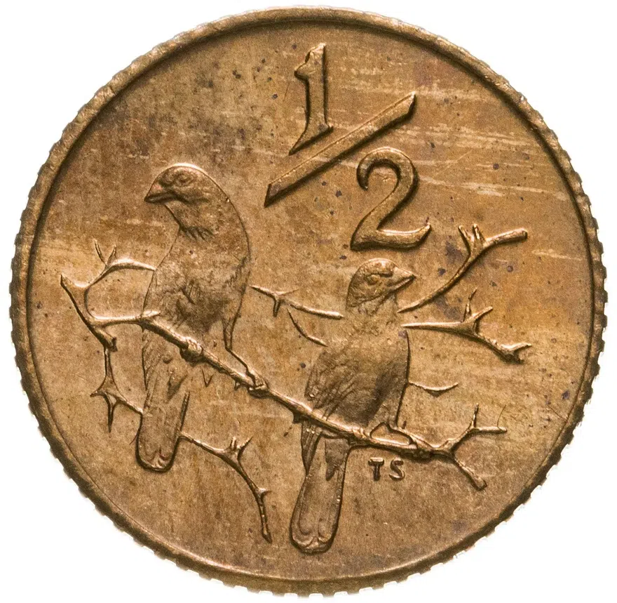 ЮАР 1/2 цента (cent) 1977, реверс