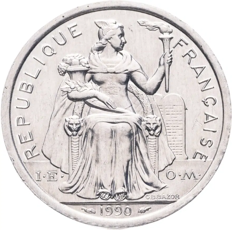 Французская Новая Каледония 2 франка (francs) 1990