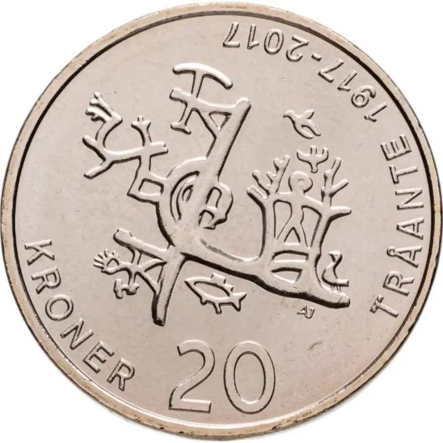 Норвегия 20 крон (kroner) 2017  100 лет первому собранию саамов