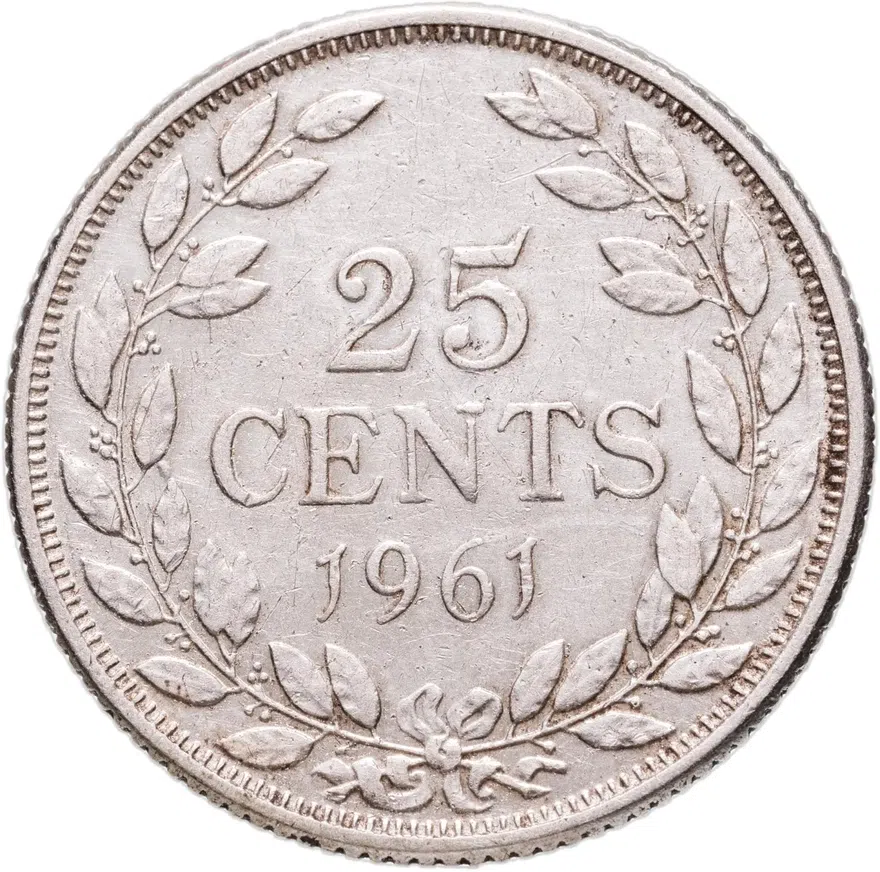Либерия 25 центов (cents) 1961, реверс