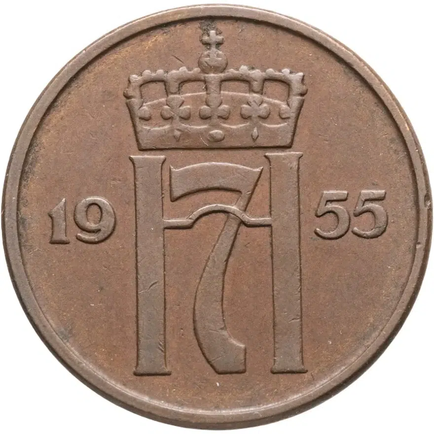 Норвегия 5 эре (ore) 1955, аверс