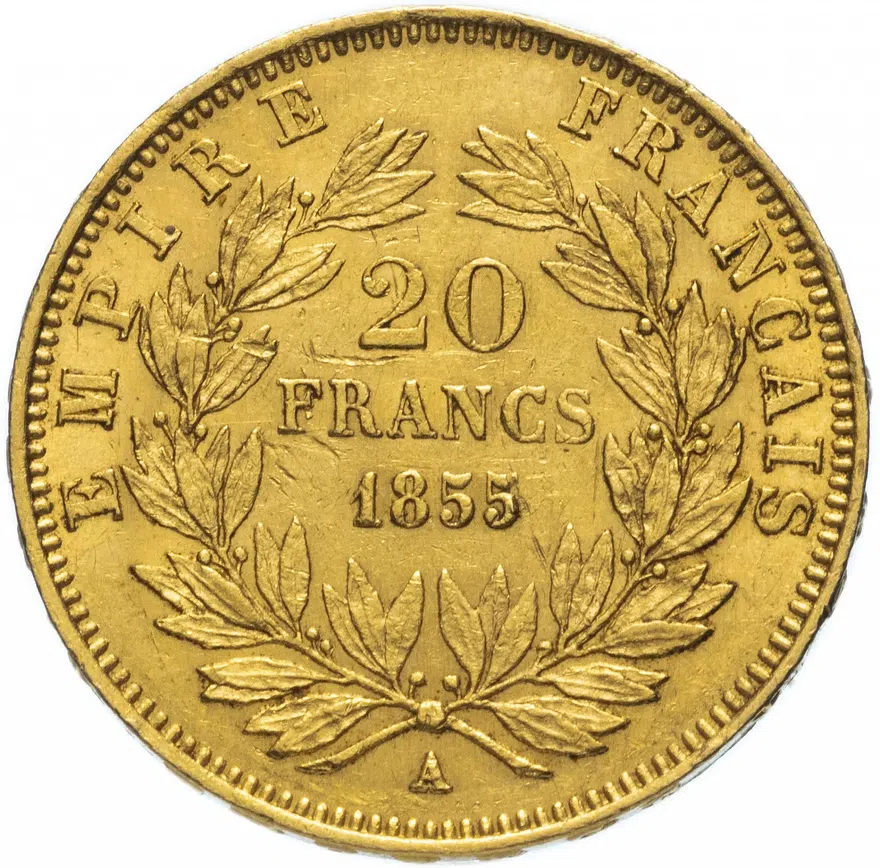 Франция 20 франков 1855 "A", реверс