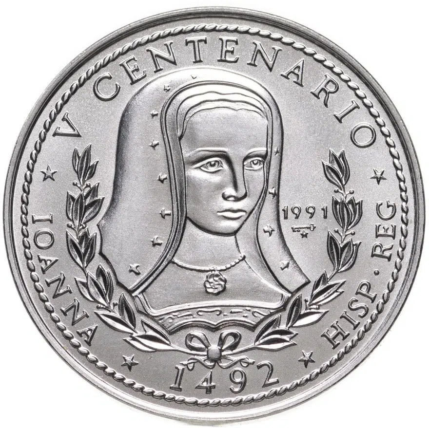 Куба 1 песо (peso) 1991 "500 лет открытию Америки - Королева Хуана I", аверс