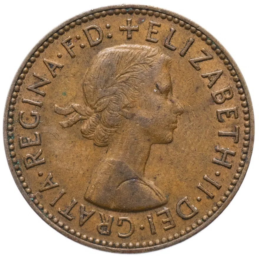 Великобритания 1/2 пенни 1961-1967 периода правления Елизаветы II, реверс