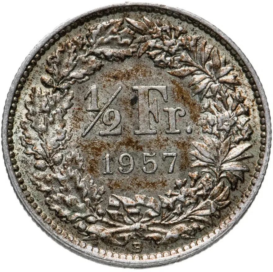 Швейцария 1/2 франка (franc) 1957, аверс