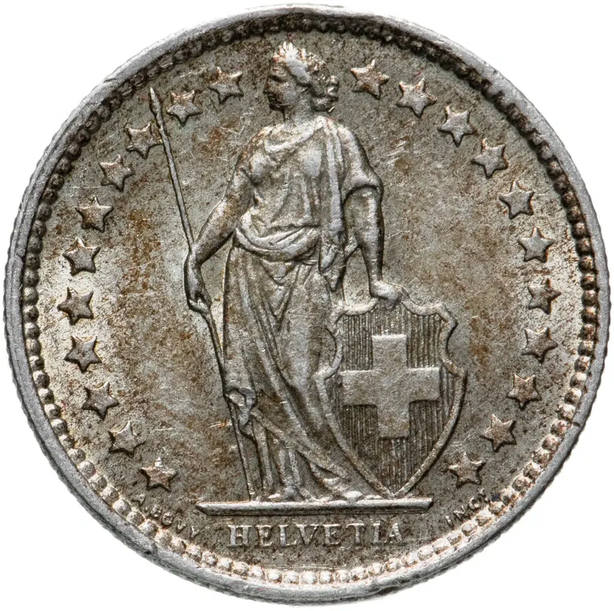 Швейцария 1/2 франка (franc) 1957, реверс