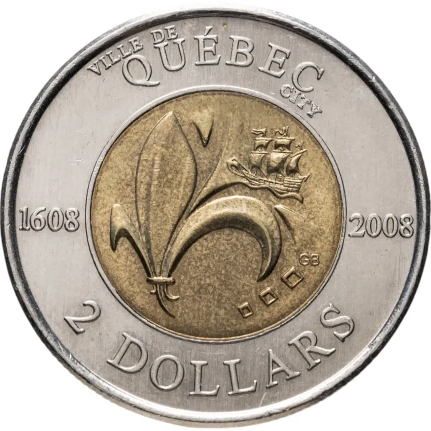 Канада 2 доллара (dollars) 2008 400 лет с момента основания Квебека, аверс