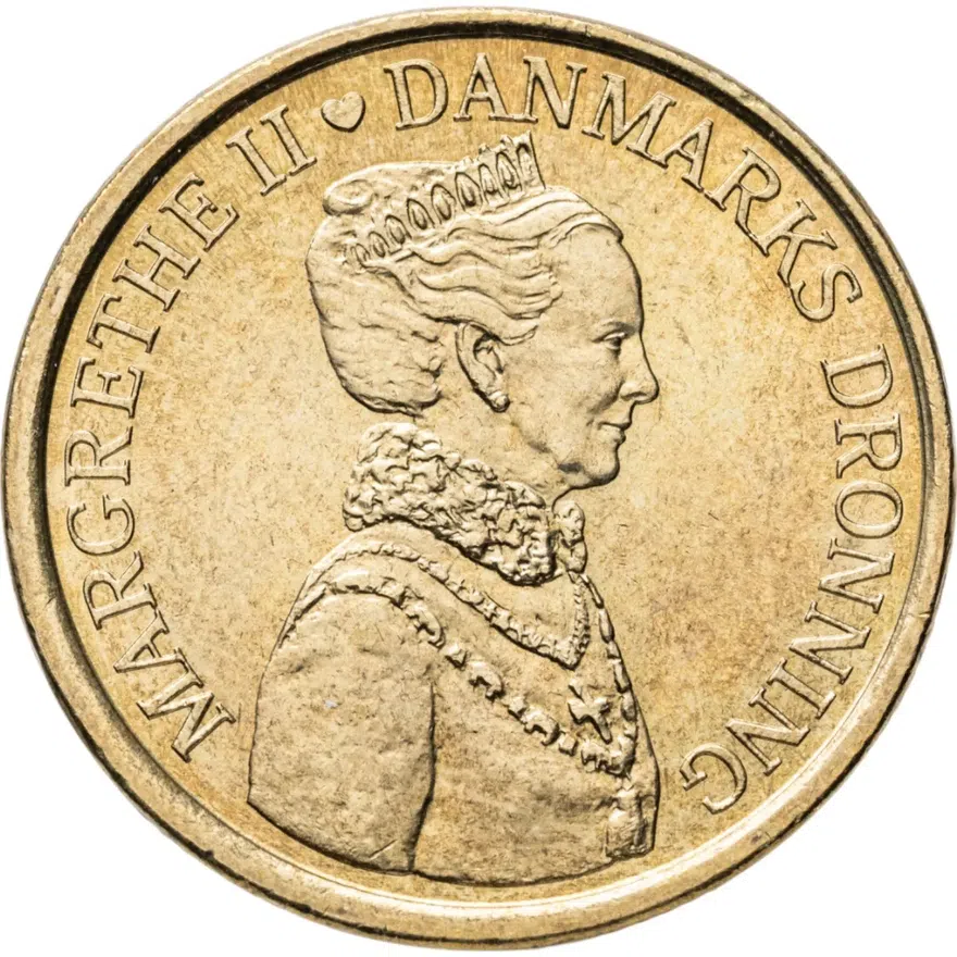 Дания 20 крон (kroner) 2012  40 лет со дня коронации Королевы Маргреты II, аверс