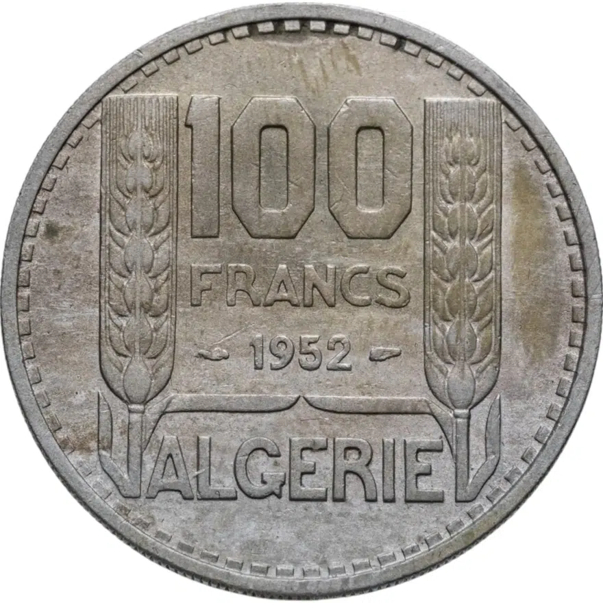 Алжир 100 франков (francs) 1952, реверс