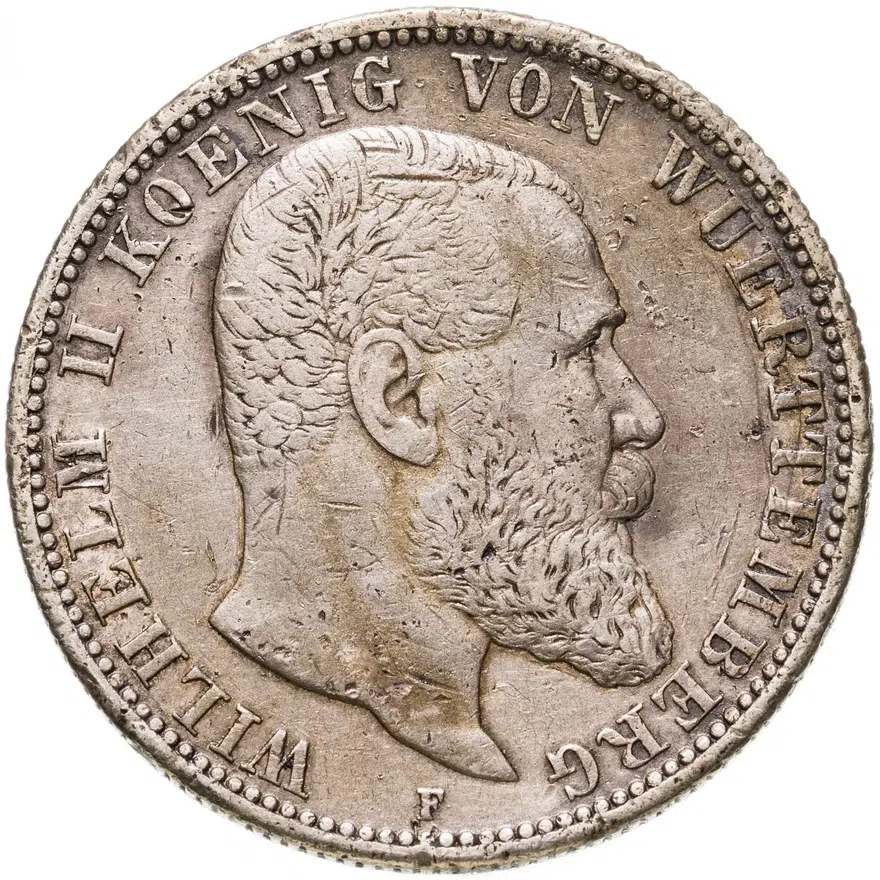 Германия (Вюртемберг) 2 марки 1906 "Вильгельм II - король Вюртемберга", аверс