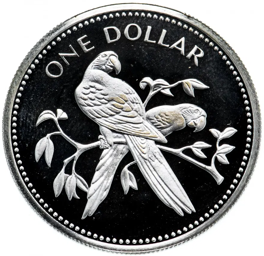 Белиз 1 доллар (dollar) 1974 "Красный ара"