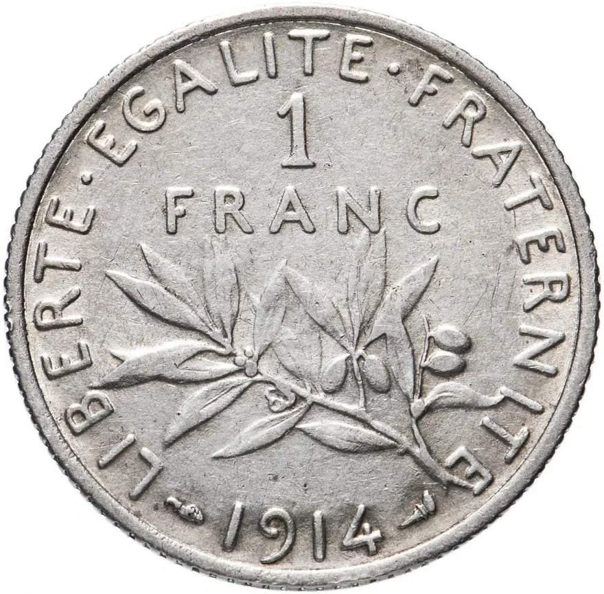 Франция 1 франк 1914, реверс