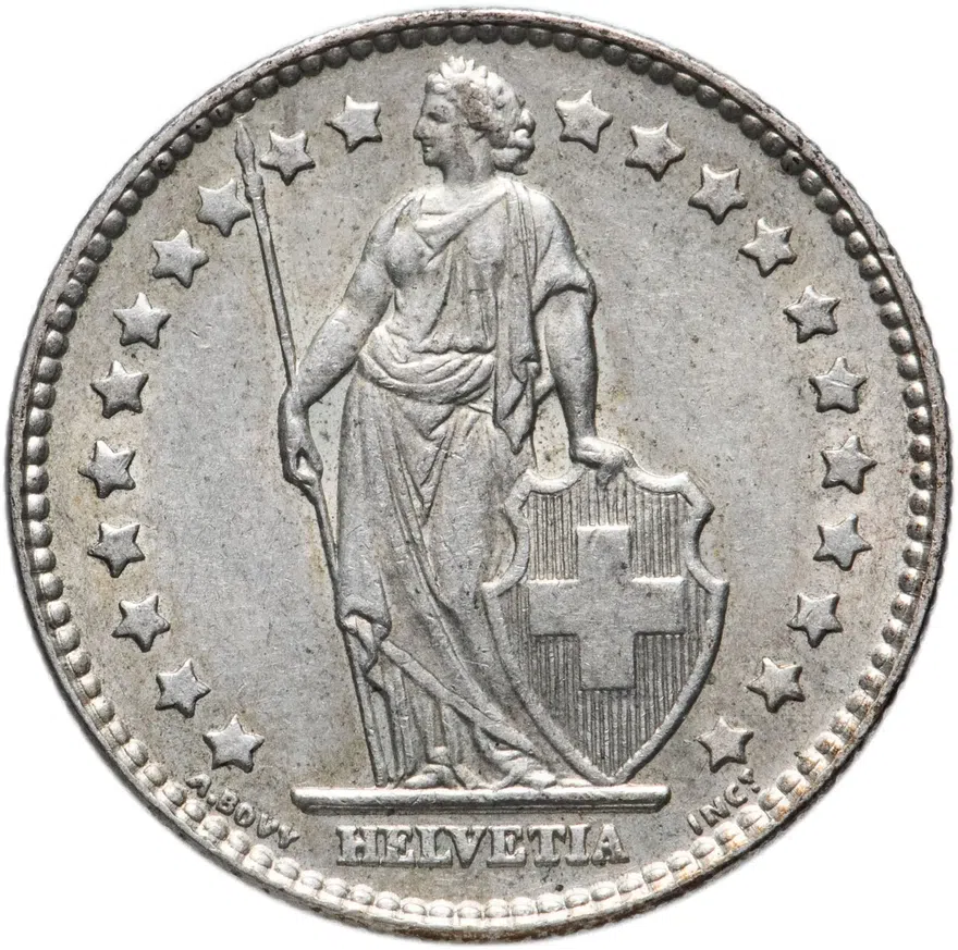 Швейцария 1 франк (franc) 1962, аверс