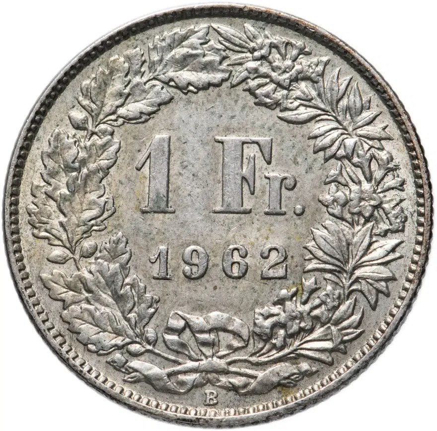 Швейцария 1 франк (franc) 1962, реверс