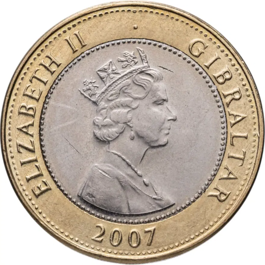 Гибралтар 2 фунта (pounds) 2007, реверс