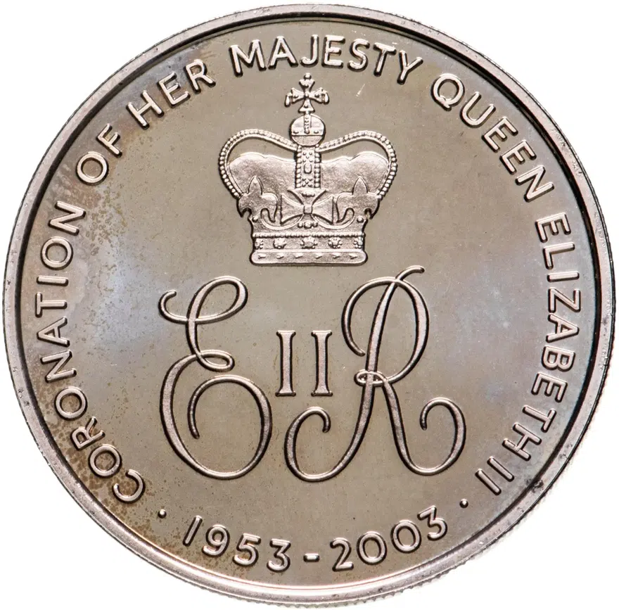 Остров Вознесения 50 пенсов (pence) 2003  50 лет коронации Елизаветы II /монограмма/