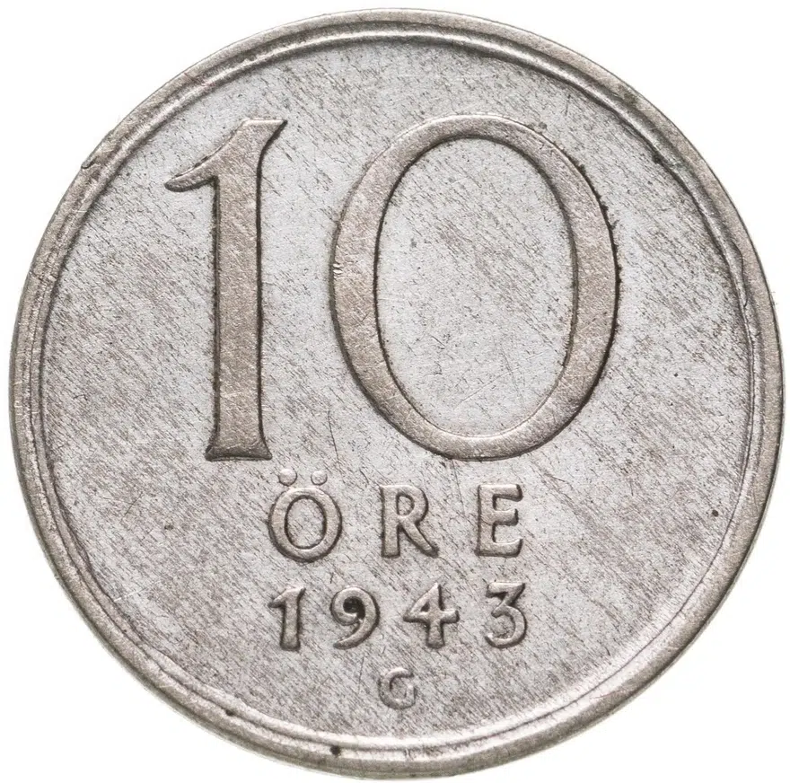 Швеция 10 эре (ore) 1943, аверс