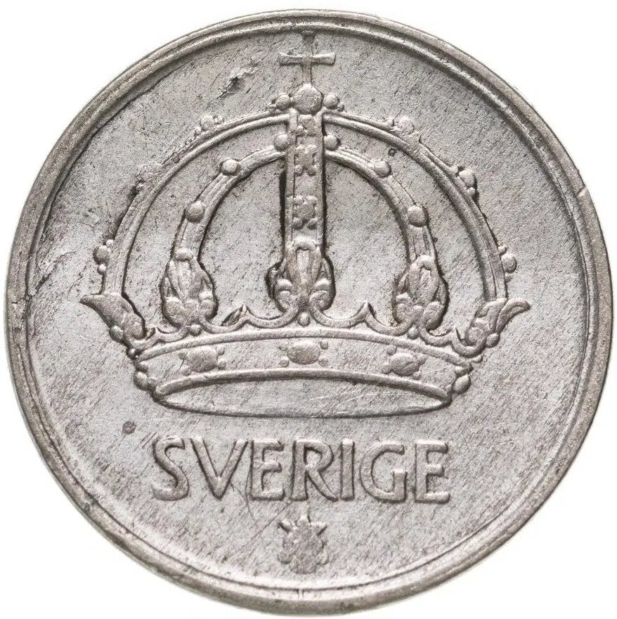 Швеция 10 эре (ore) 1943, реверс