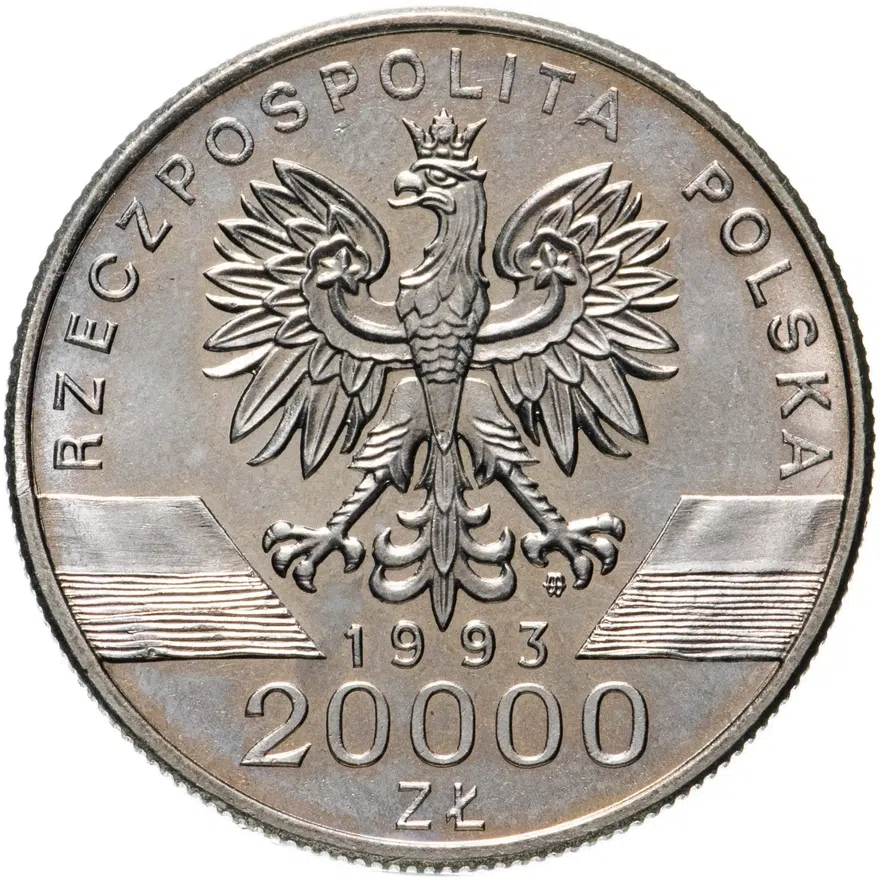Польша 20000 злотых (zlotych) 1993  Всемирная природа - Ласточка, реверс
