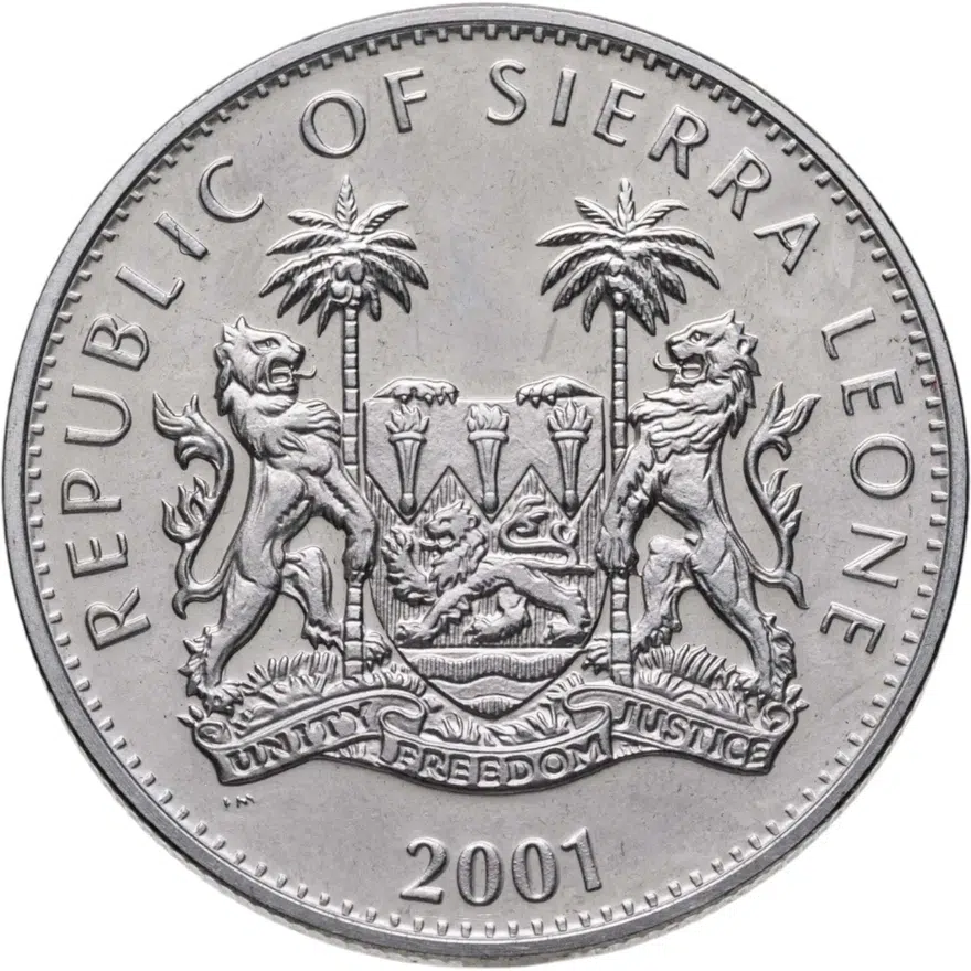 Сьерра-Леоне 1 доллар (dollar) 2001 "Большая африканская пятёрка - Носорог", реверс