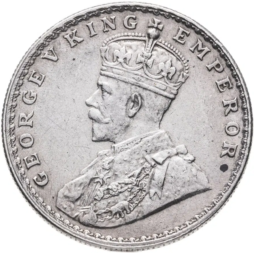 Индия (Британская) 1 рупия (rupee) 1918 ♦ знак монетного двора: "♦" - Бомбей