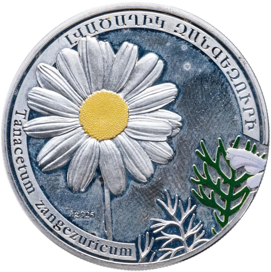 Армения 1000 драмов 2010 "Растения - Пижма зангезурская (Tanacetum zangezuricum)", реверс