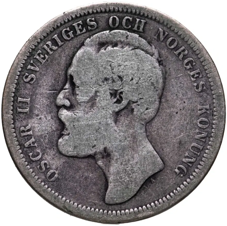 Швеция 1 крона 1889, аверс