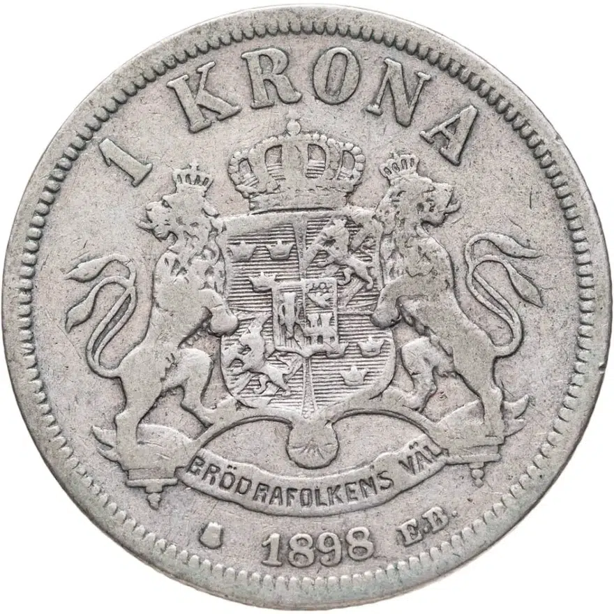 Швеция 1 крона (krona) 1898, реверс