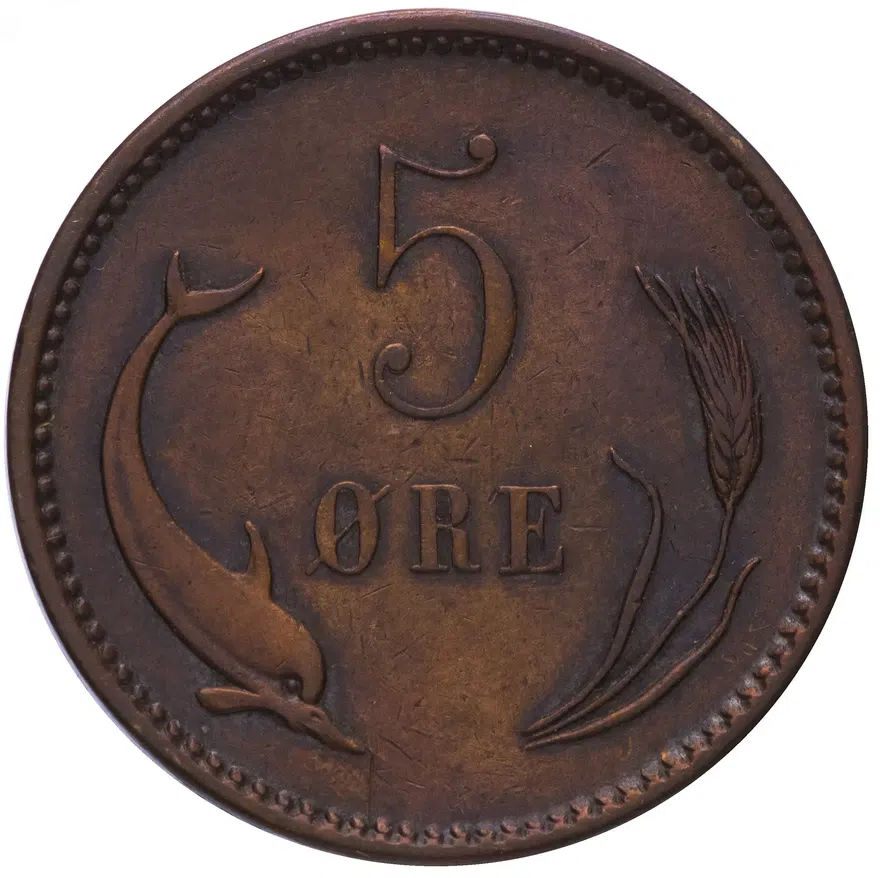 Дания 5 эре (ore) 1891, аверс