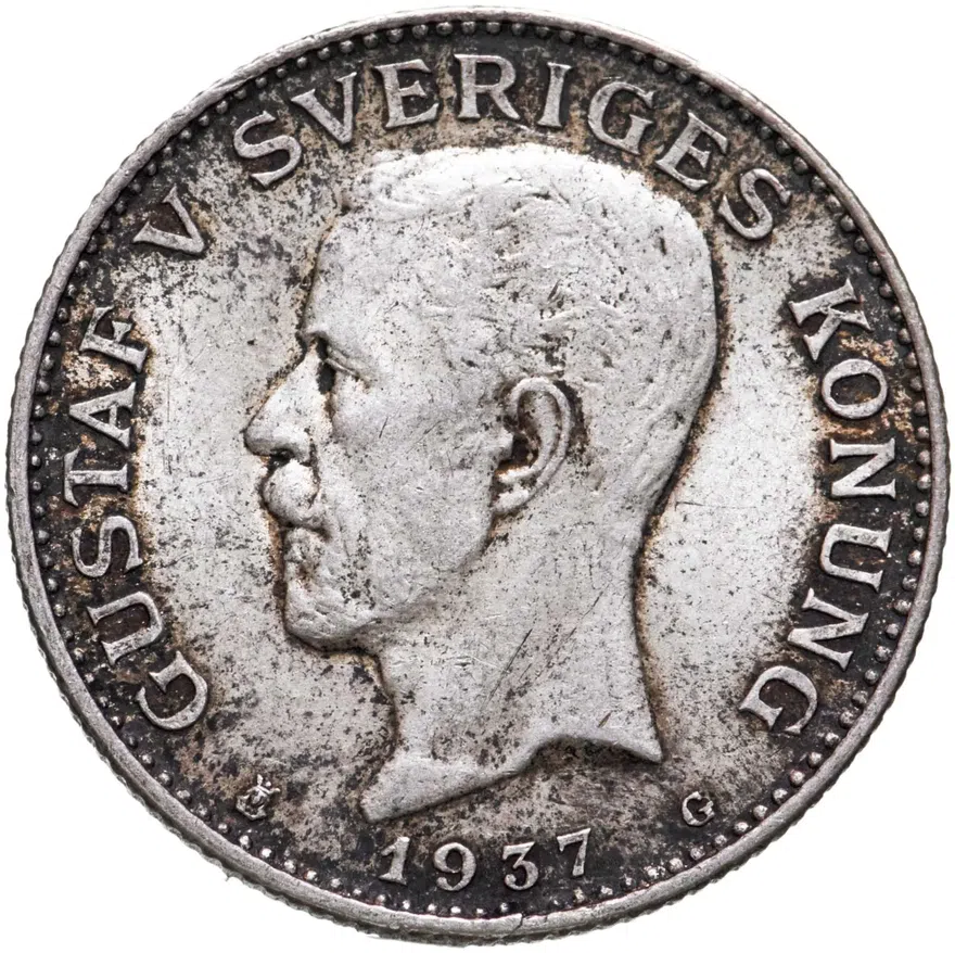 Швеция 1 крона (krona) 1937 Серебро