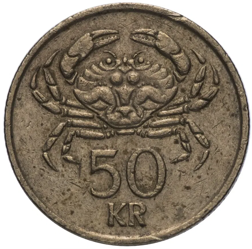 Исландия 50 крон (kronur) 1987, аверс
