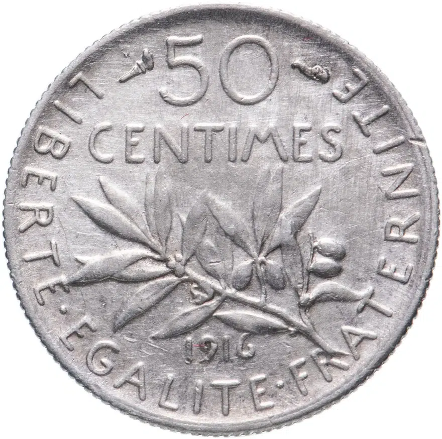 Франция 50 сантимов (centimes) 1916, аверс