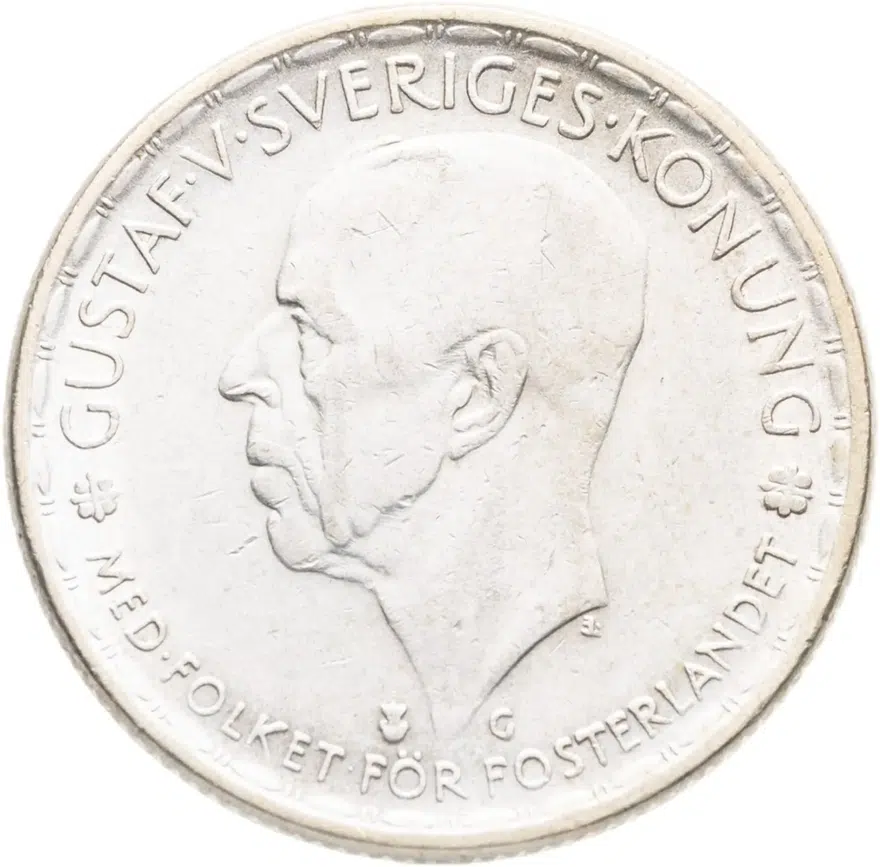 Швеция 1 крона (krona) 1945   знак минцмейстера "G" - Альф Грабе, аверс