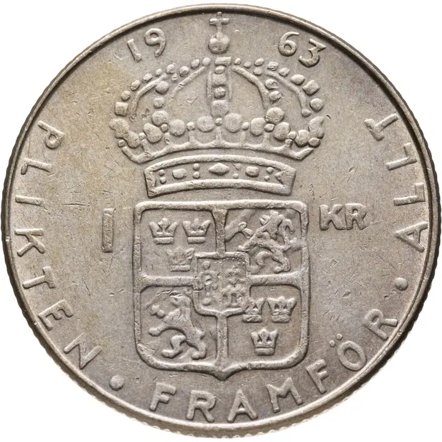 Швеция 1 крона (krona) 1963 U, реверс