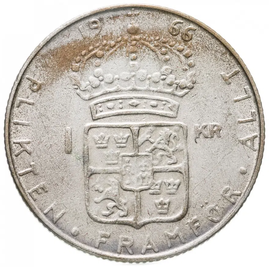 Швеция 1 крона (krona) 1966 U, реверс