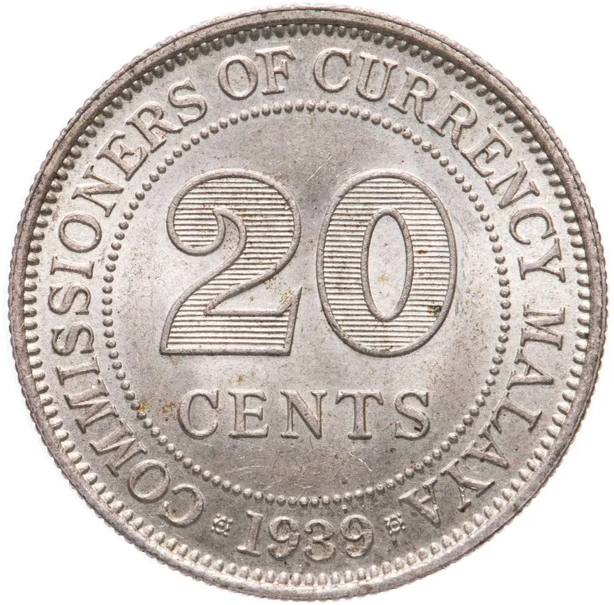 Малайя 20 центов (cents) 1939