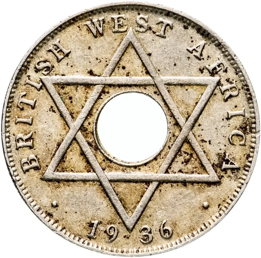 Британская Западная Африка 1/2 пенни (penny) 1936 H Эдуард VIII знак монетного двора: "H" - Хитон, Бирмингем, реверс