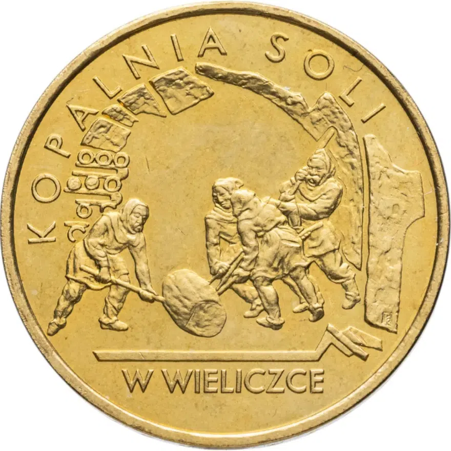 Польша 2 злотых (zlotе) 2001 Памятники Польши - Соляная шахта в Величке