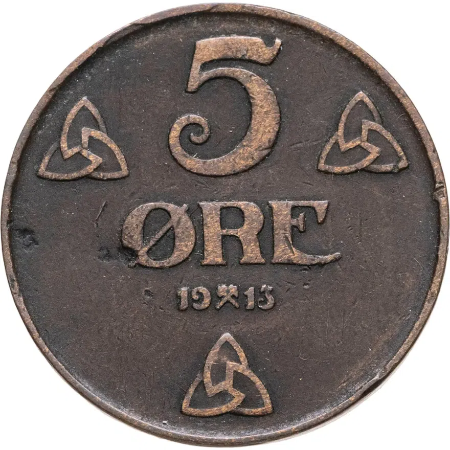 Норвегия 5 эре (ore) 1913