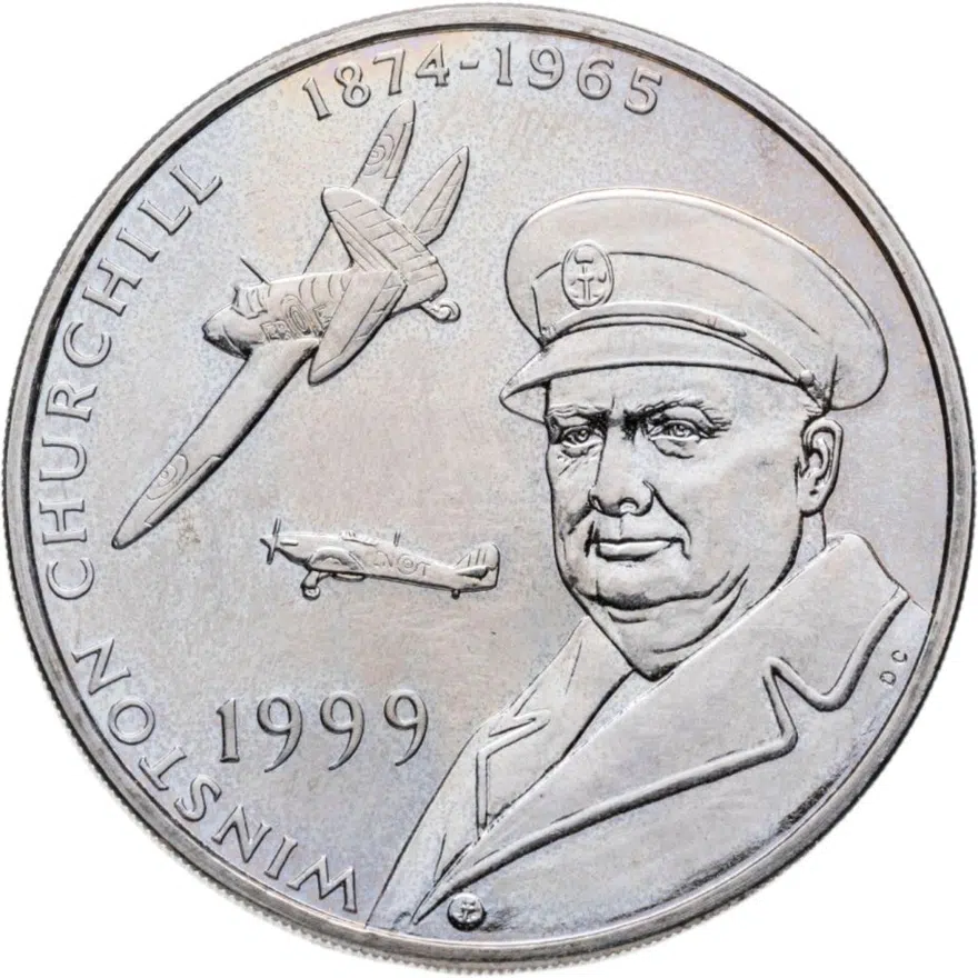 Тристан-да-Кунья 50 пенсов (pence) 1999 "125 лет со дня рождения Уинстона Черчиля" медно-никелевый сплав