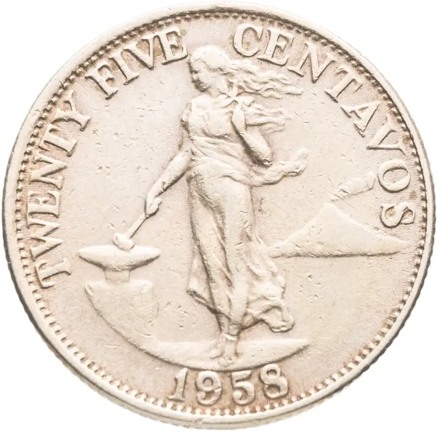 Филиппины 25 сентаво (centavos) 1958, аверс