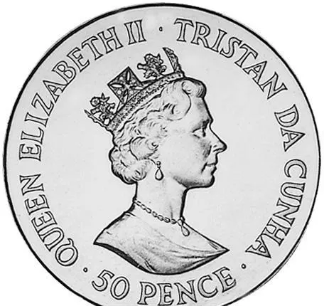 Тристан-да-Кунья 50 пенсов (pence) 1987  40 лет со дня свадьбы королевы Елизаветы II и принца Филиппа медно-никелевый сплав