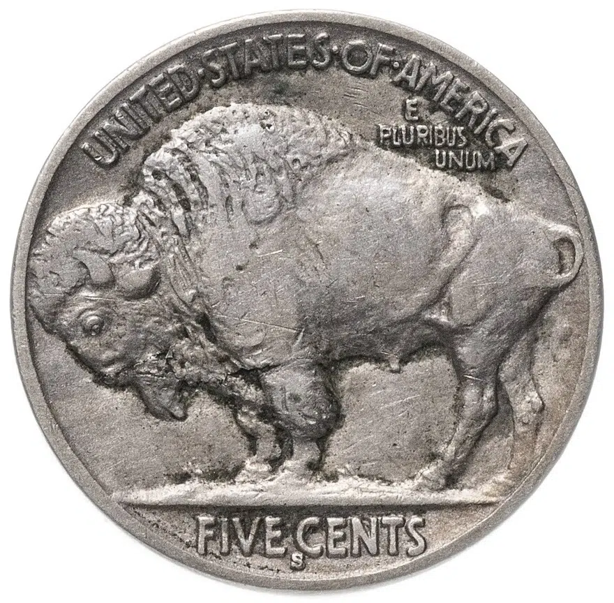 США 5 центов (cents) 1915 Buffalo Nickel "S", реверс